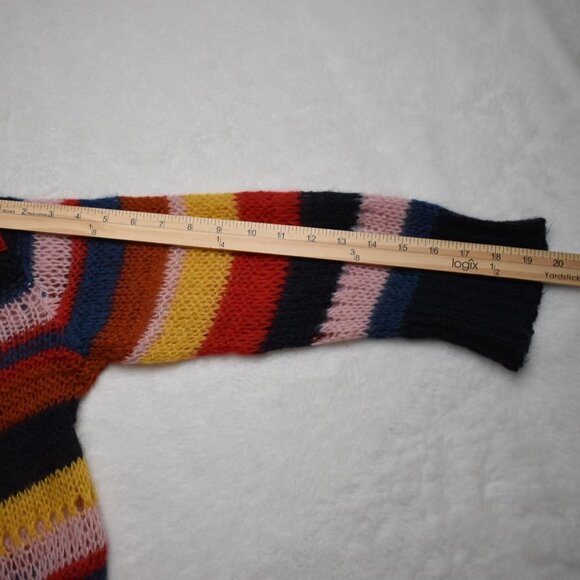 Zara Multicolor Striped Sweater Tunic Dress Sz M Italian Yarn Boho 70s Retro - Picture 13 of 14